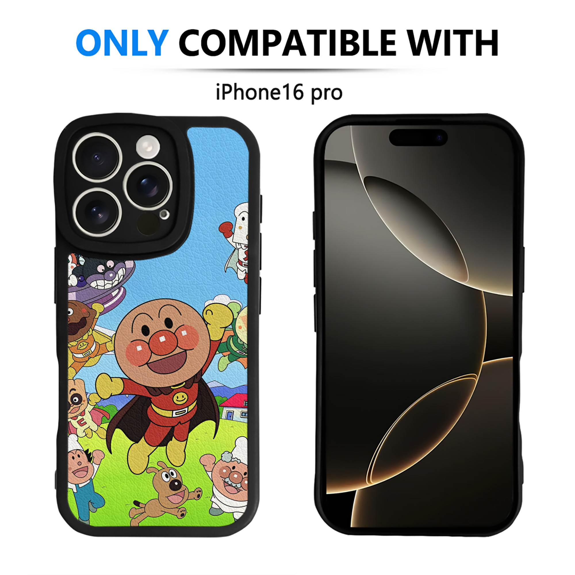 （画像用） アンパンマン Anpanman 【iPhone 16シリーズ対応】シリコンスマホケース（レザー調） 材質：シリコン
